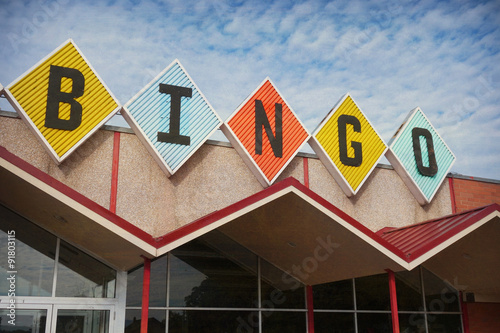 aged and worn vintage photo of retro bingo sign photo