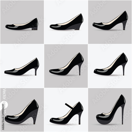 Set of women's shoes with heels