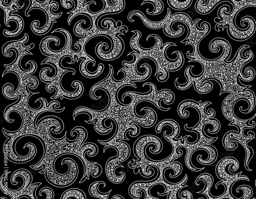 Abstract vector seamless pattern with beautiful curling shapes. Endless decorative texture