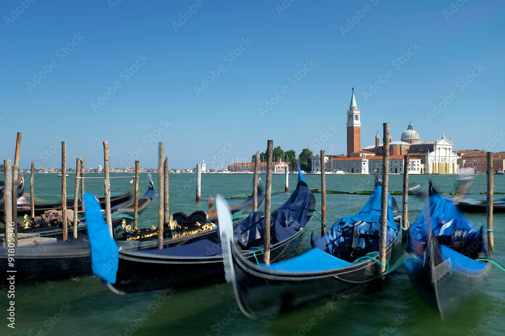 Gondola floating in Grand Canal, Venice, Italy