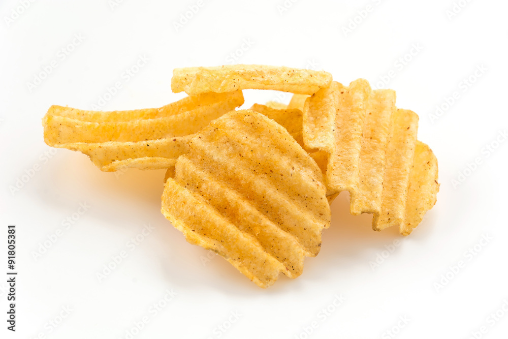potato chips on white background potato chips on white background