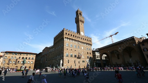 Time Lapse Palazzo Vecchio, Fontana del Nettuno at Piazza della Signoria Florence Tuscany Italy photo