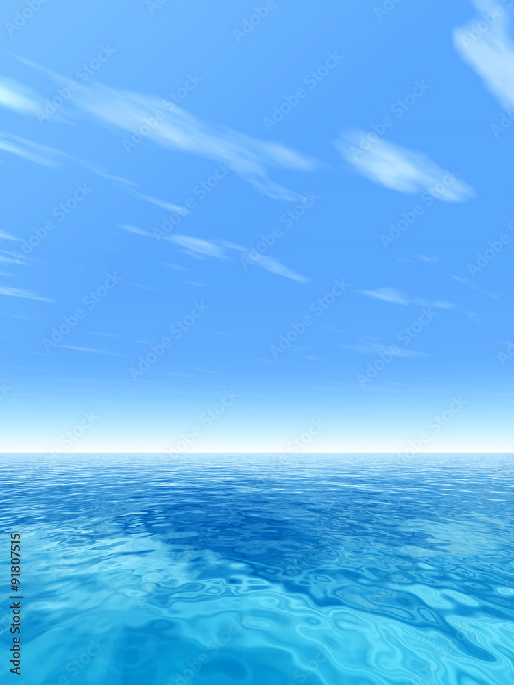 Fototapeta premium Conceptual blue sea or ocean water with sky
