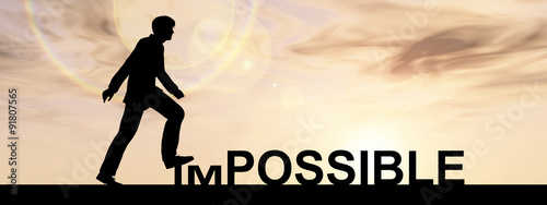 Plakat Conceptual impossible concept with a man