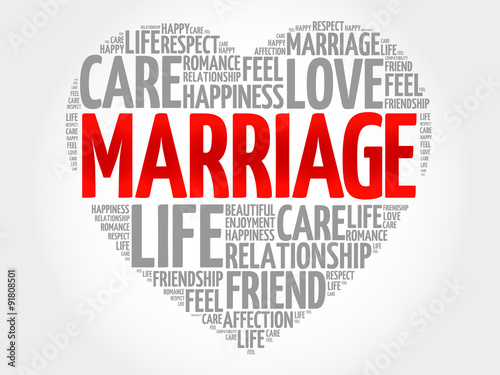 Marriage concept heart word cloud
