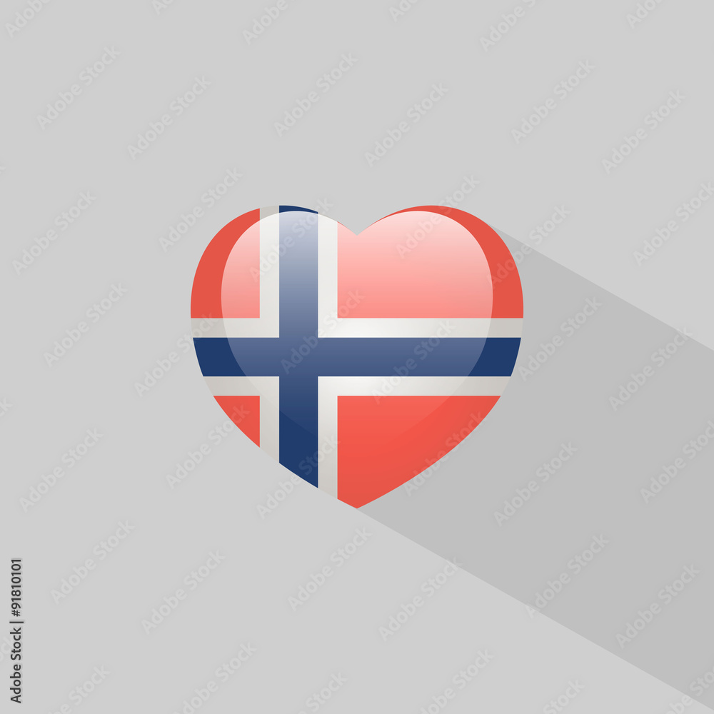 Obraz premium Love Norway symbol with shadow