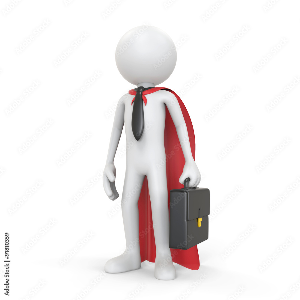 3D white human - super bussinessman concept