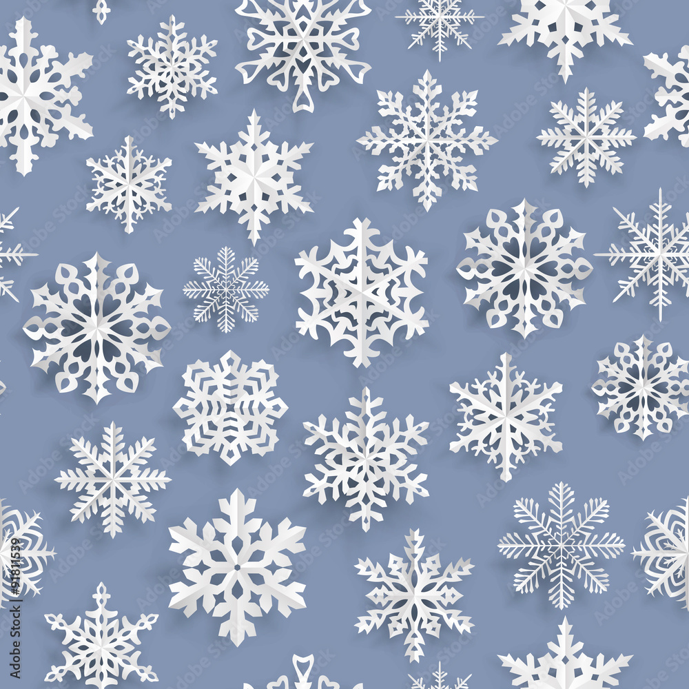 Christmas seamless pattern with paper snowflakes Christmas seamless pattern with paper snowflakes