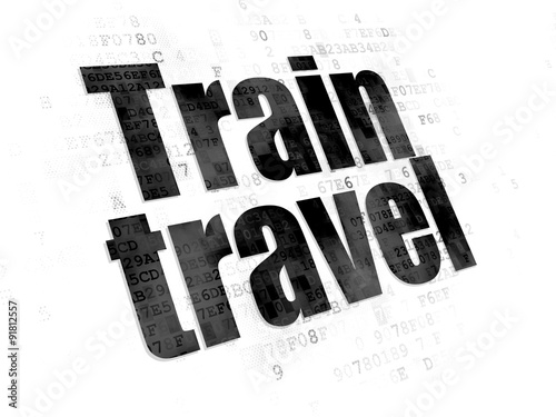 Vacation concept  Train Travel on Digital background