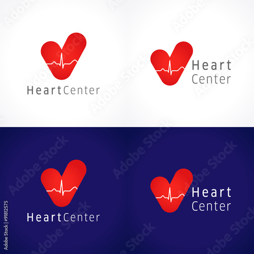 Heart center logo. The logotype of cardiology clinic.