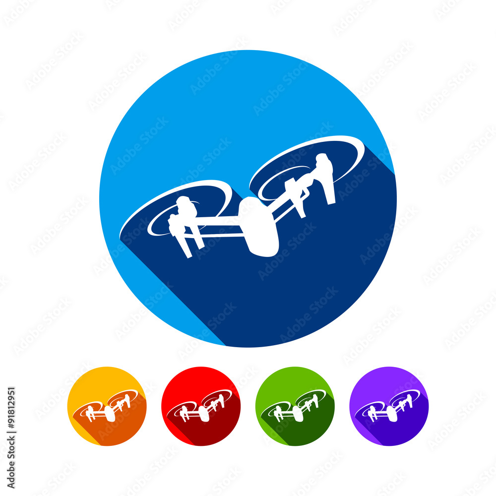 Stylish Motion Drone Illustration Colorful Circular Icons Stylish Motion Drone Illustration Colorful Circular Icons