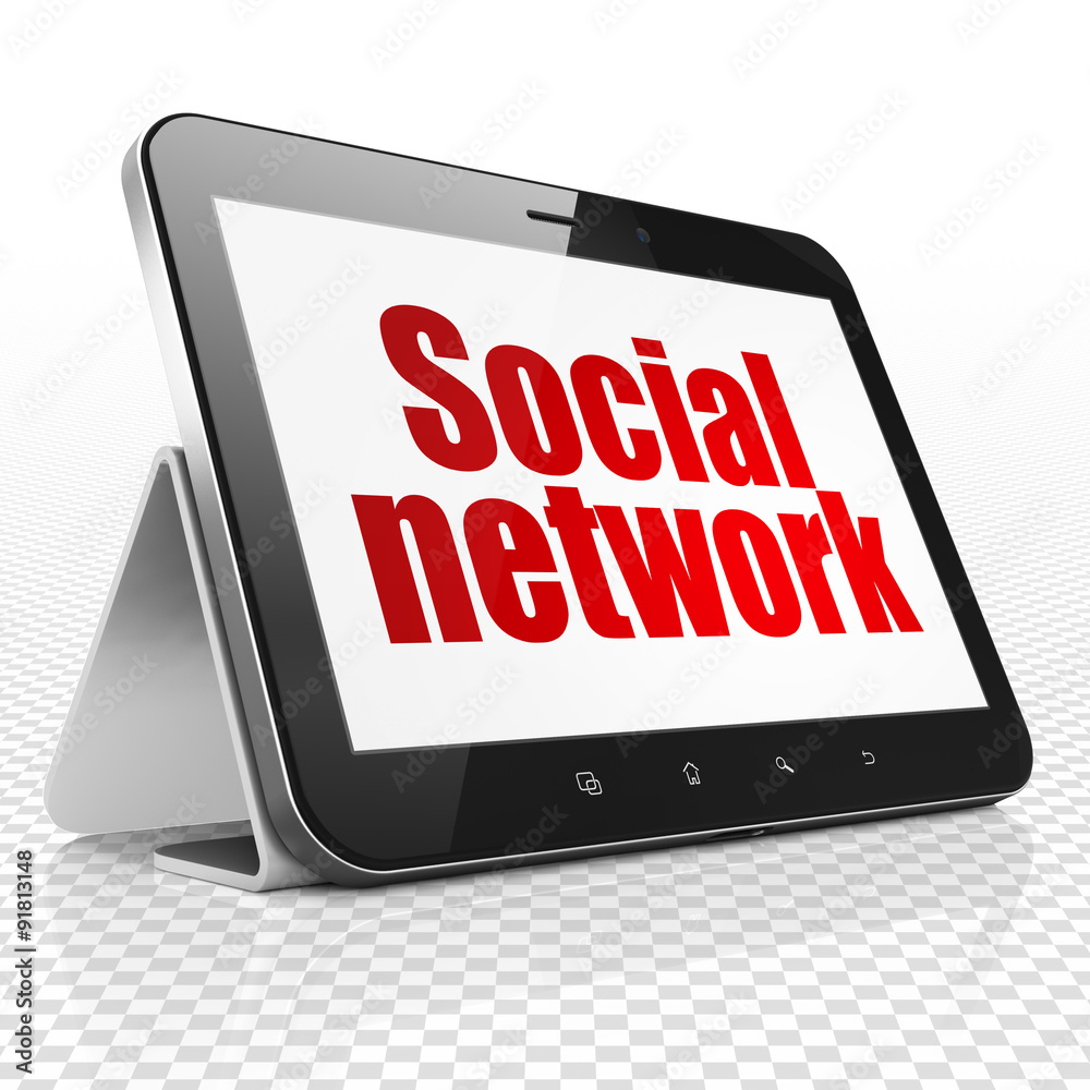 Social media concept: Tablet Computer with Social Network on Social media concept: Tablet Computer with Social Network on
