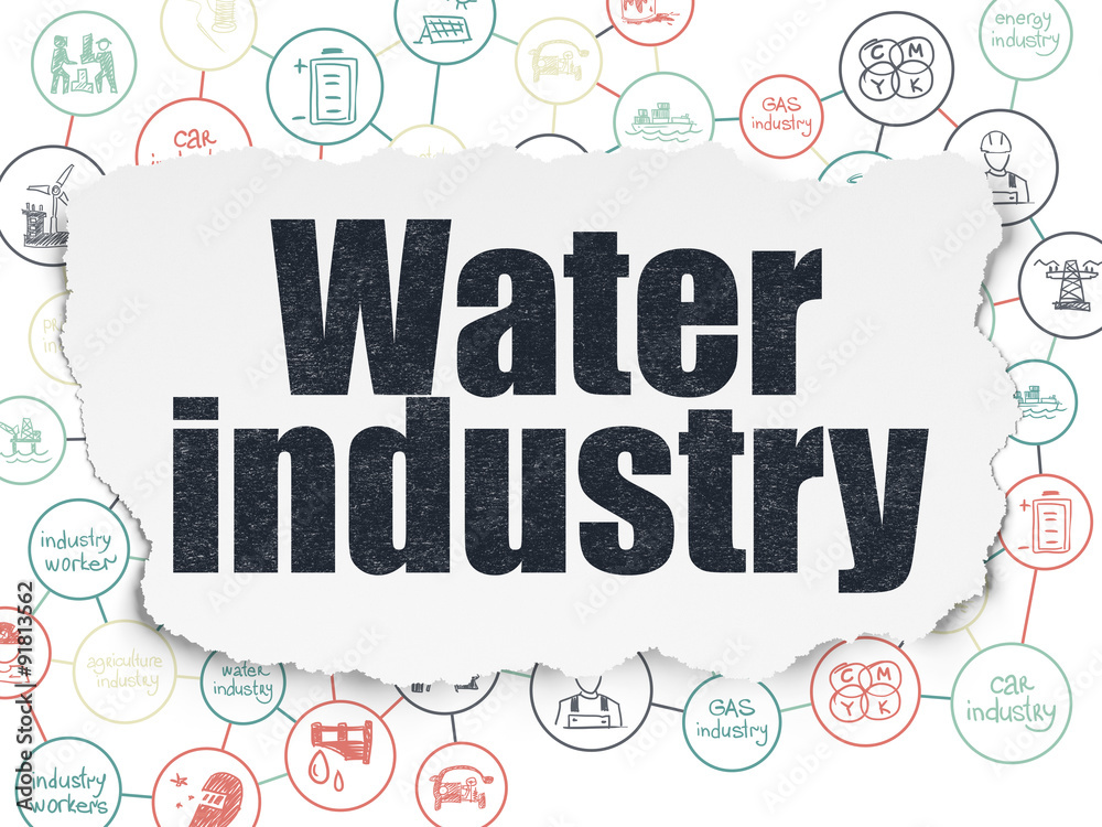 Industry concept: Water Industry on Torn Paper background