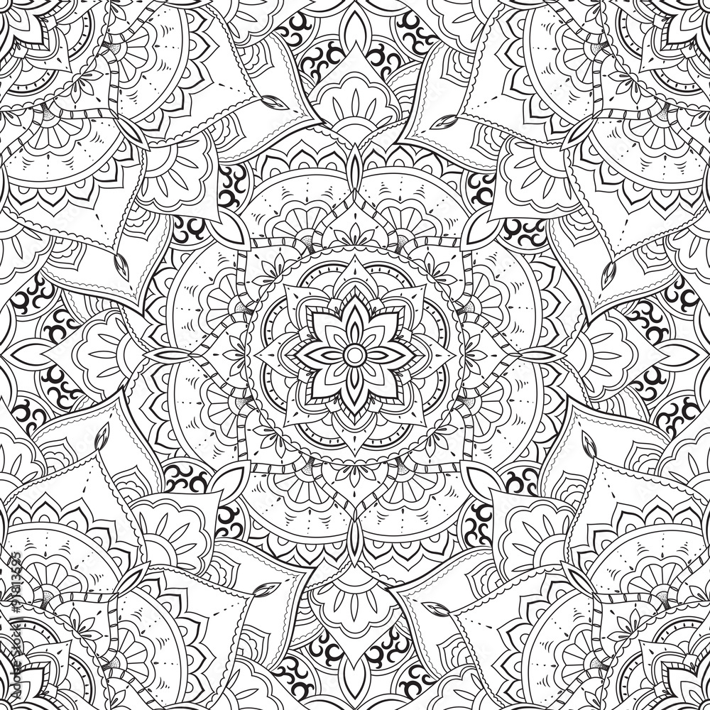 Obraz premium Ornamental circle pattern. Seamless background