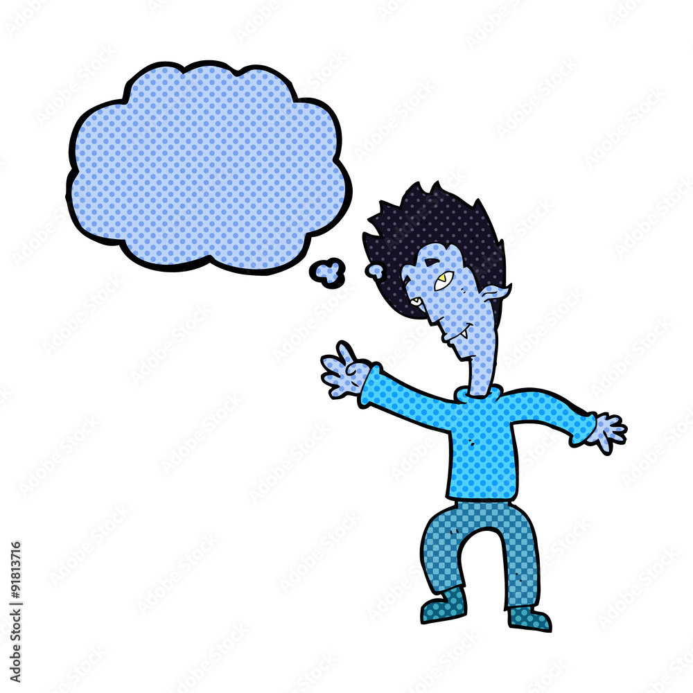 cartoon halloween vampire with thought bubble cartoon halloween vampire with thought bubble