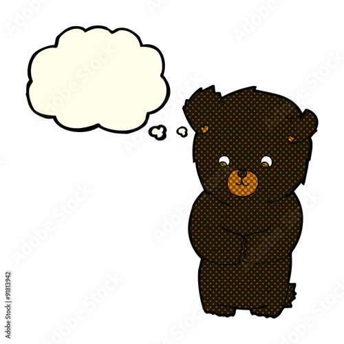 cute cartoon black bear with thought bubble