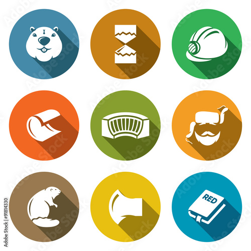 Beaver Icons Set. Vector Illustration.