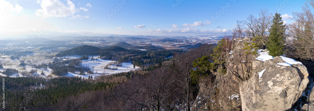 Panorama of Rudawy Janowickie mountains, Poland