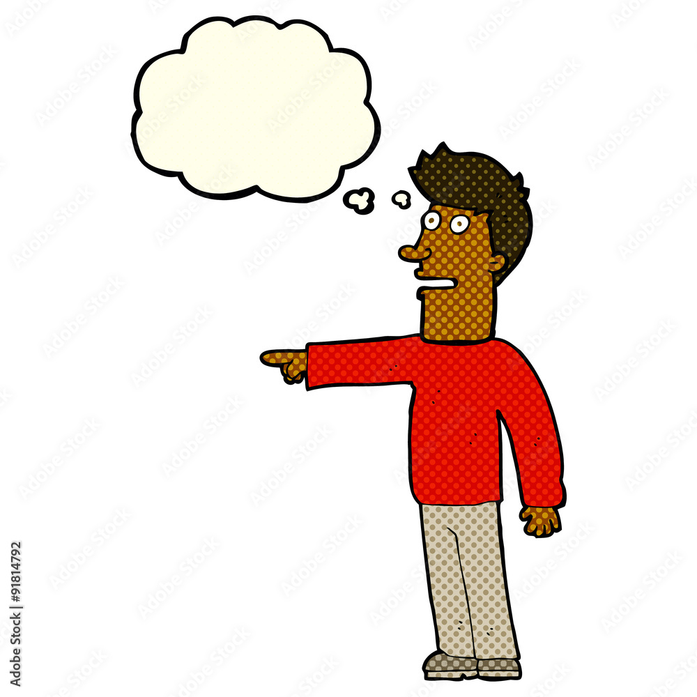 cartoon man pointing with thought bubble cartoon man pointing with thought bubble