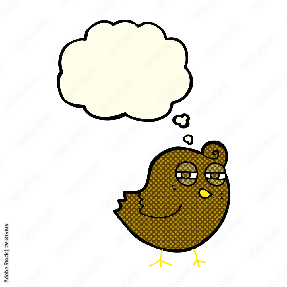 funny cartoon bird with thought bubble funny cartoon bird with thought bubble