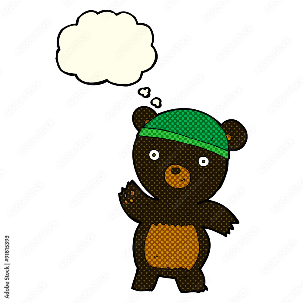 cute cartoon black bear with thought bubble