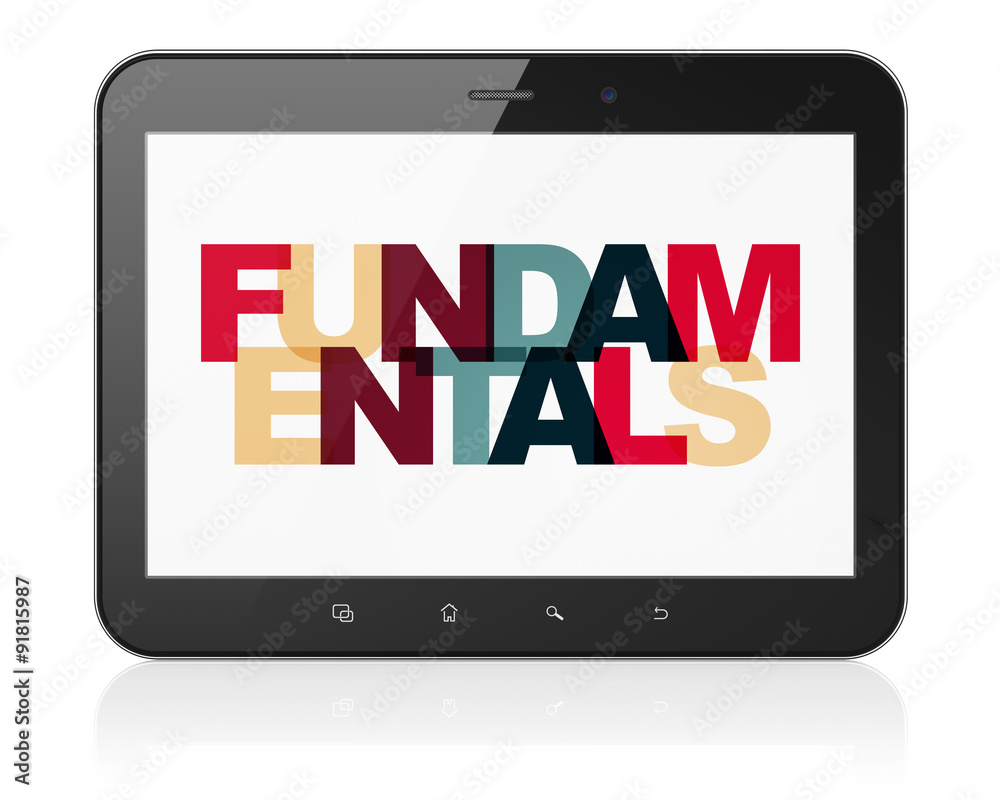 Science concept: Tablet Computer with Fundamentals on  display