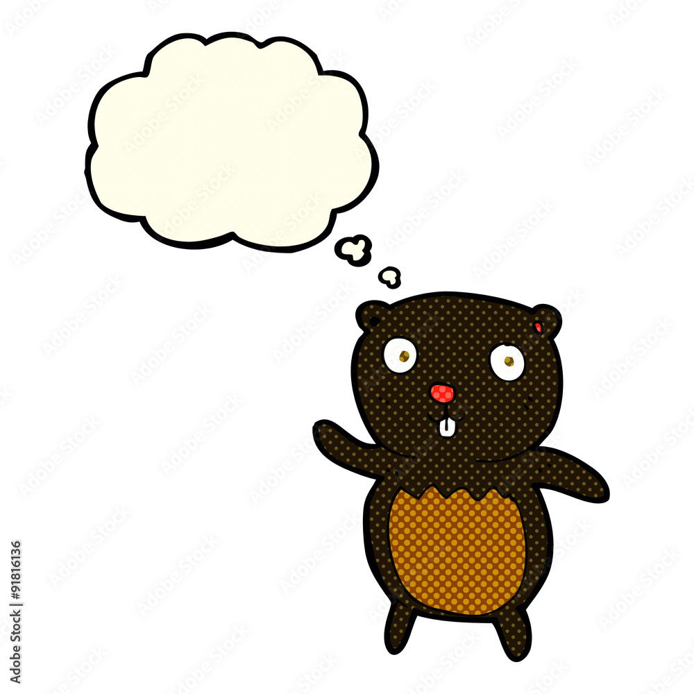 cartoon black bear cub with thought bubble cartoon black bear cub with thought bubble