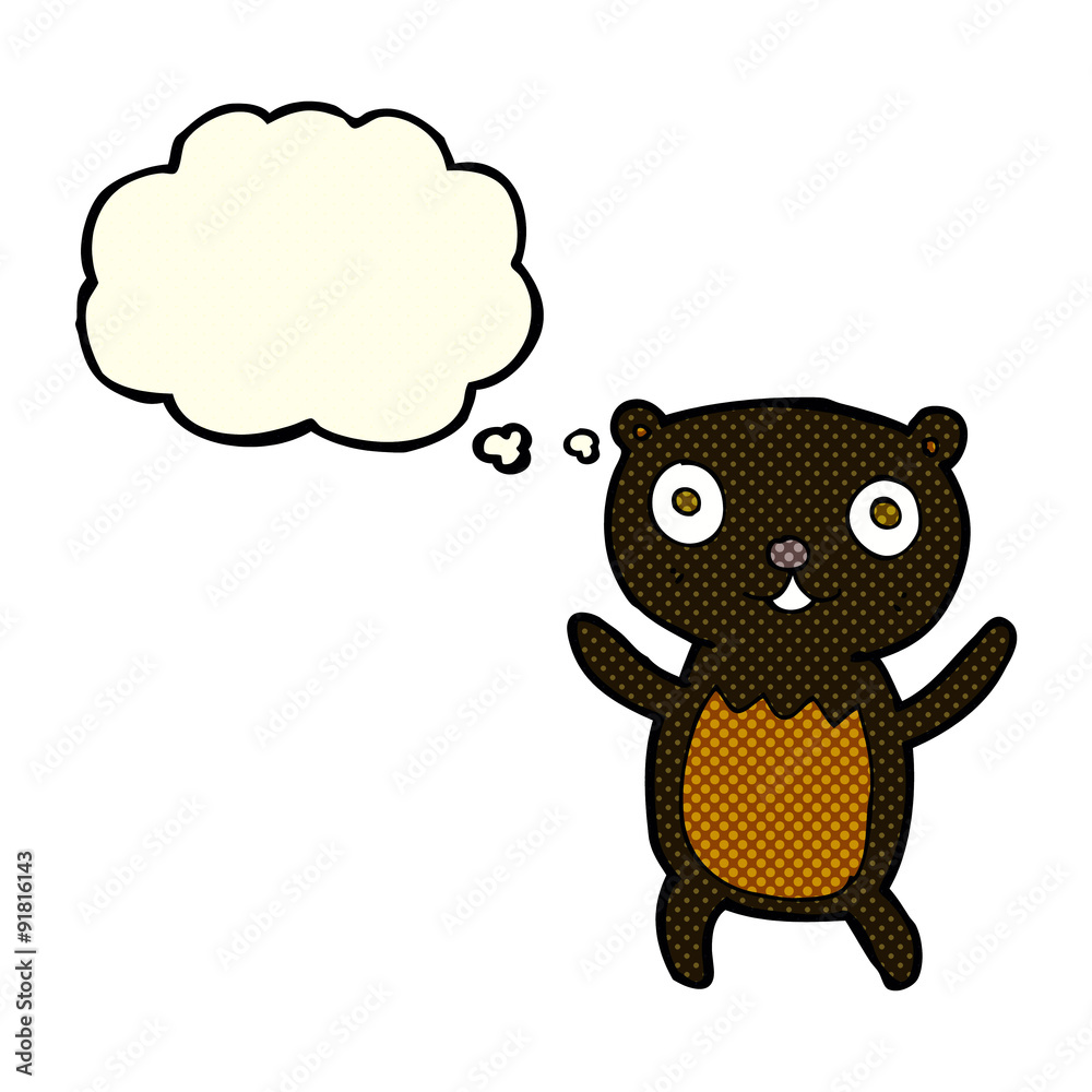 cartoon black bear cub with thought bubble