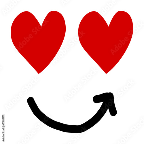 red heart and arrow, smile love symbol vector