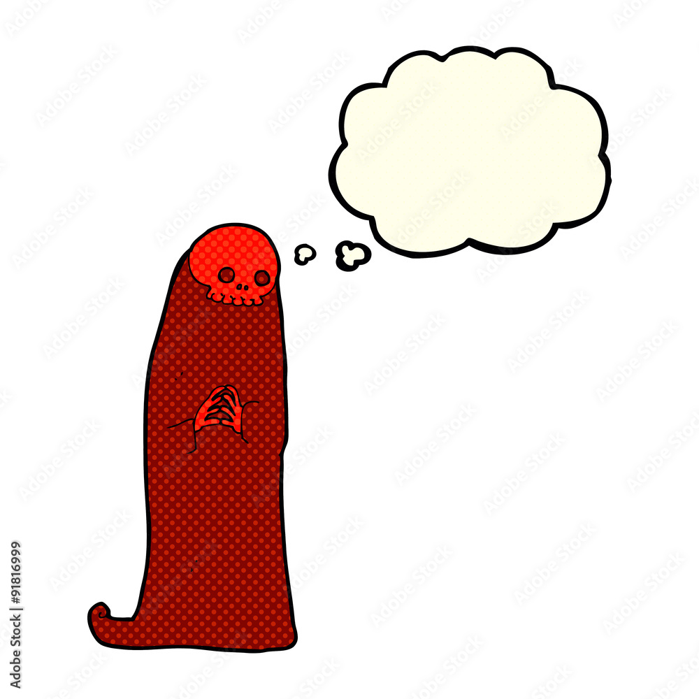 cartoon halloween ghoul with thought bubble