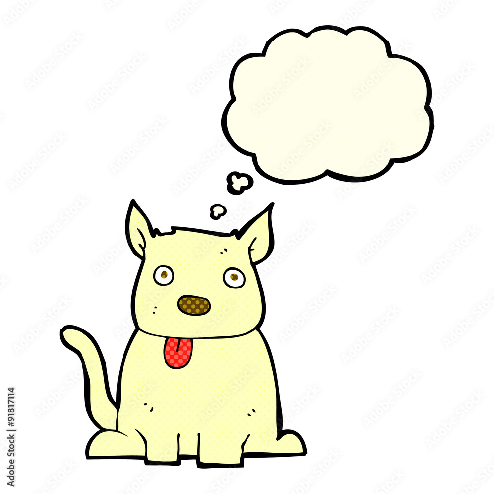 cartoon dog sticking out tongue with thought bubble cartoon dog sticking out tongue with thought bubble