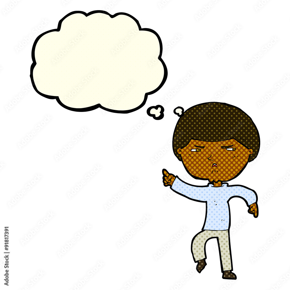 cartoon annoyed man with thought bubble