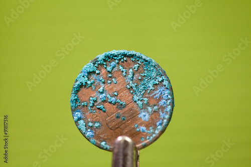 Oxidation Process on One Eurocent Coin photo