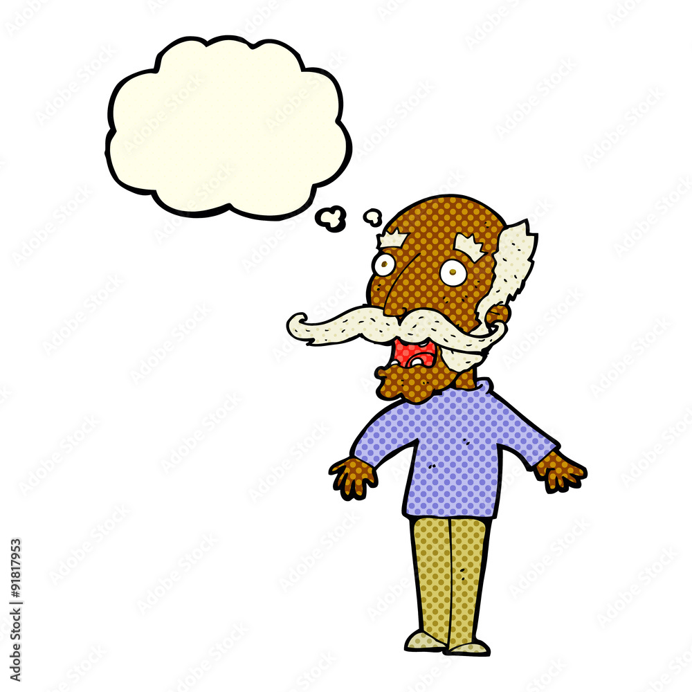 cartoon old man gasping in surprise with thought bubble cartoon old man gasping in surprise with thought bubble