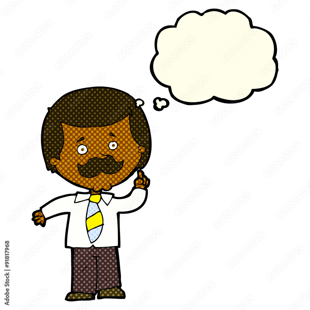 cartoon newsreader man with idea with thought bubble cartoon newsreader man with idea with thought bubble
