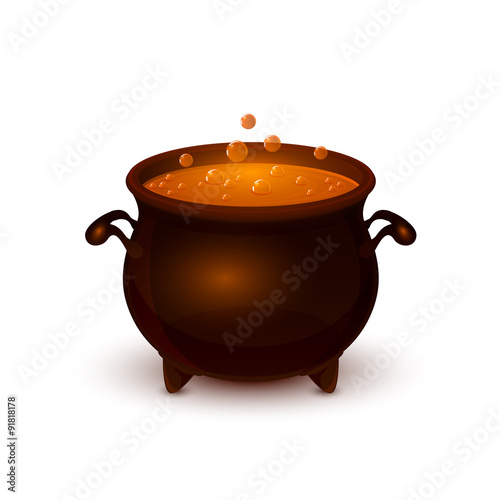 Halloween pot with potion and bubble