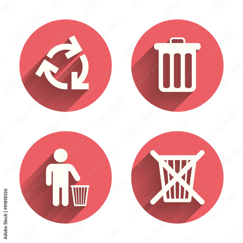 Recycle bin icons. Reuse or reduce symbol. Recycle bin icons. Reuse or reduce symbol.
