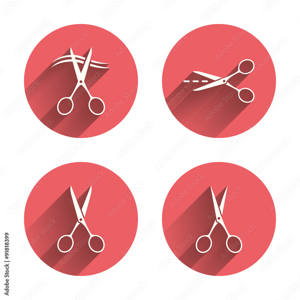 Scissors icons. Hairdresser or barbershop symbol Scissors icons. Hairdresser or barbershop symbol