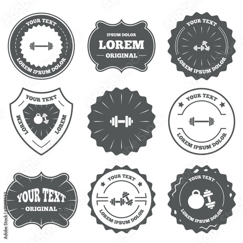 Dumbbells icons. Fitness sport symbols.