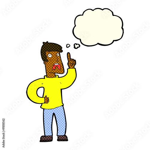 cartoon man with complaint with thought bubble