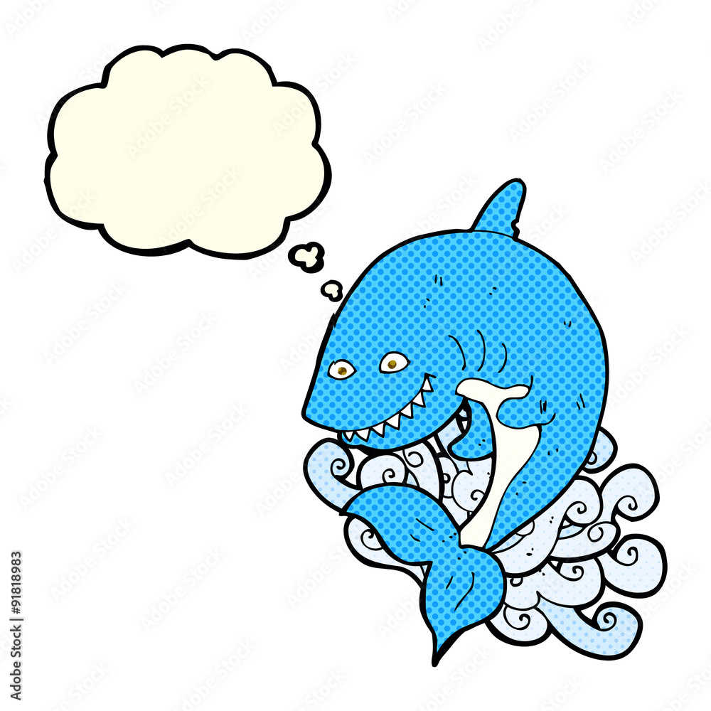 Obraz premium cartoon shark with thought bubble