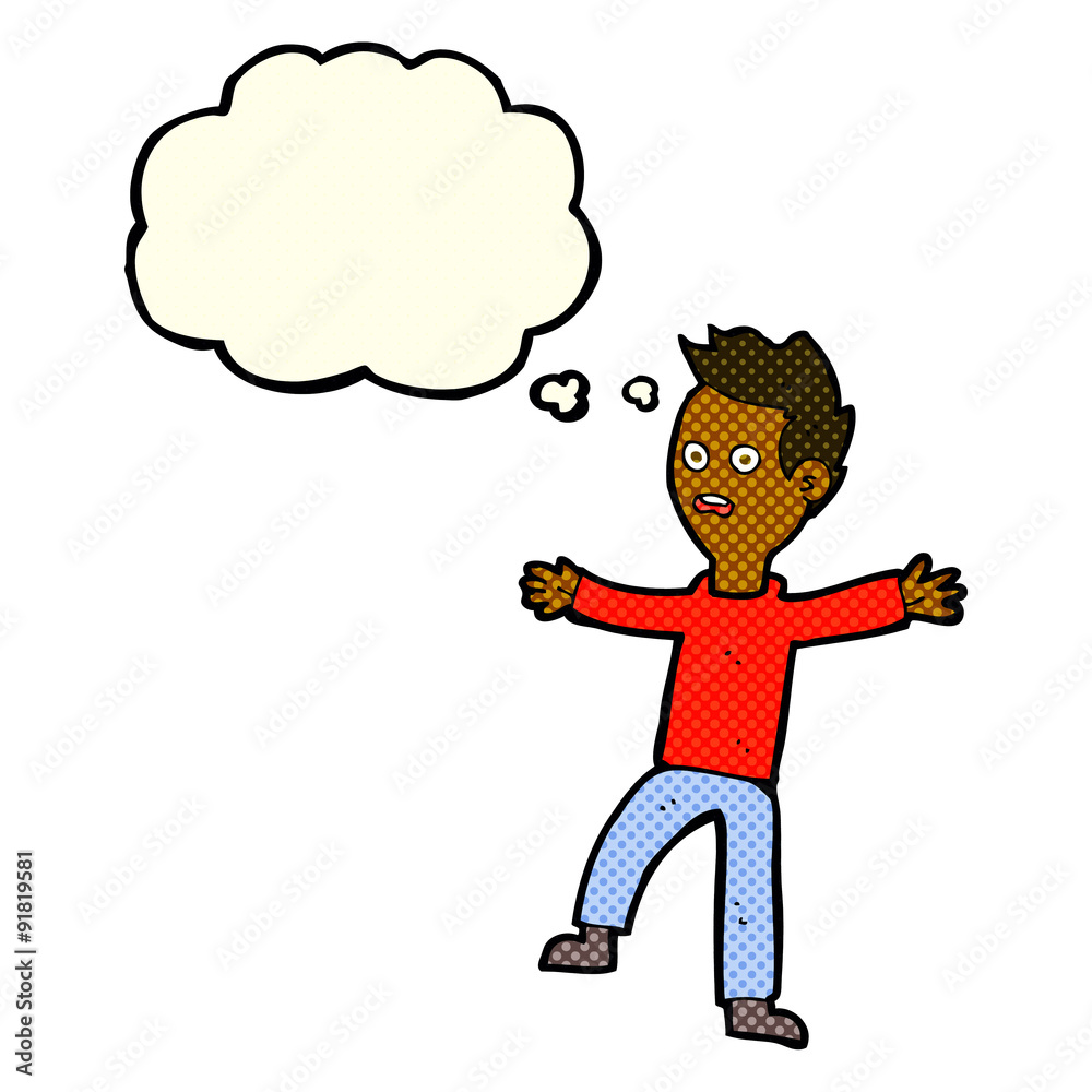 cartoon startled boy with thought bubble cartoon startled boy with thought bubble