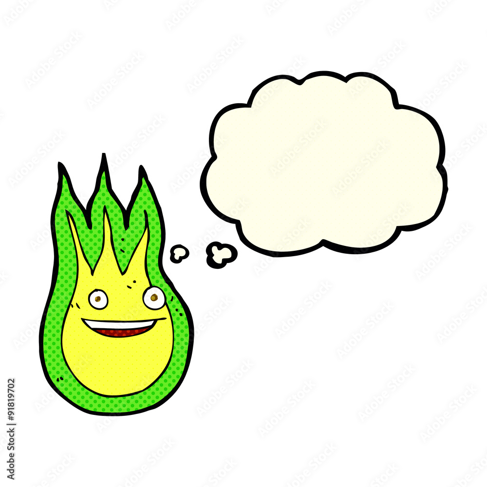 cartoon friendly fireball with thought bubble cartoon friendly fireball with thought bubble