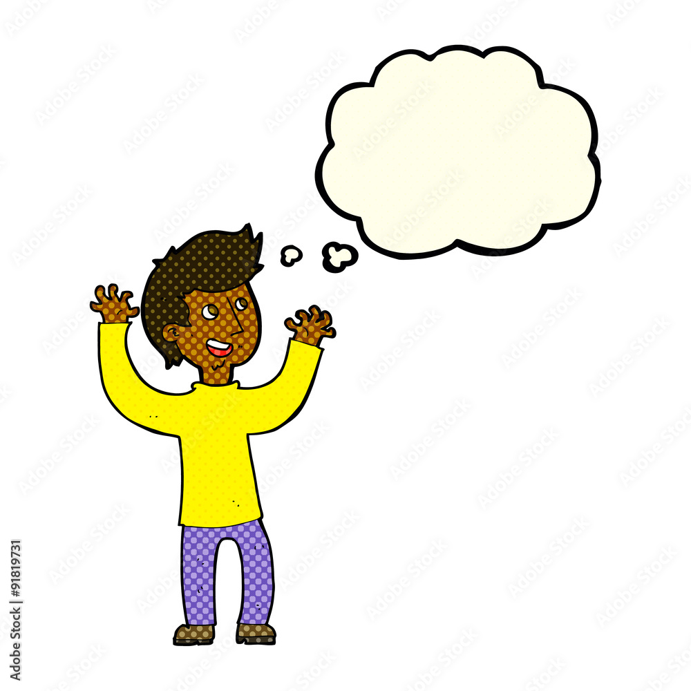 cartoon happy man with thought bubble cartoon happy man with thought bubble