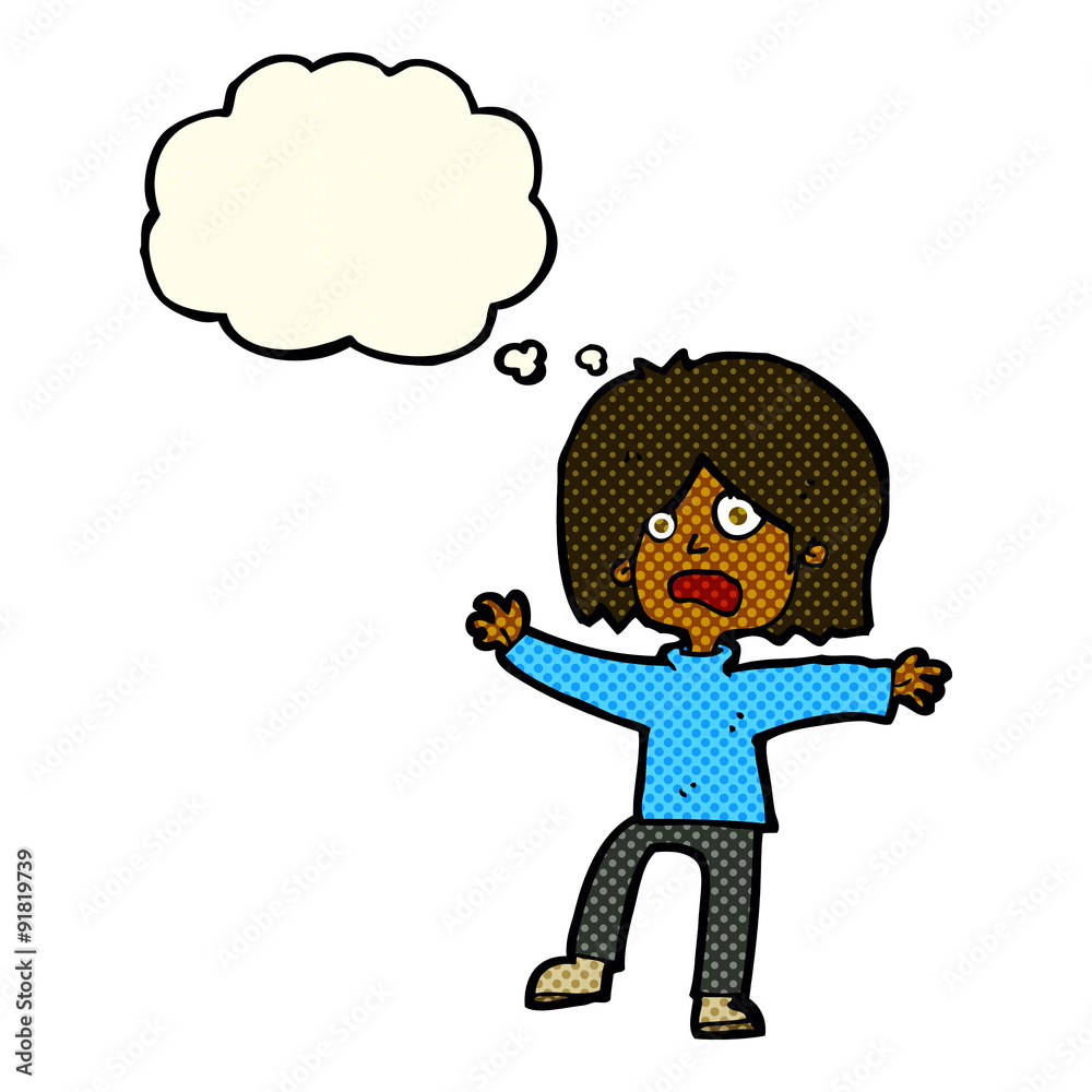 cartoon scared person with thought bubble cartoon scared person with thought bubble