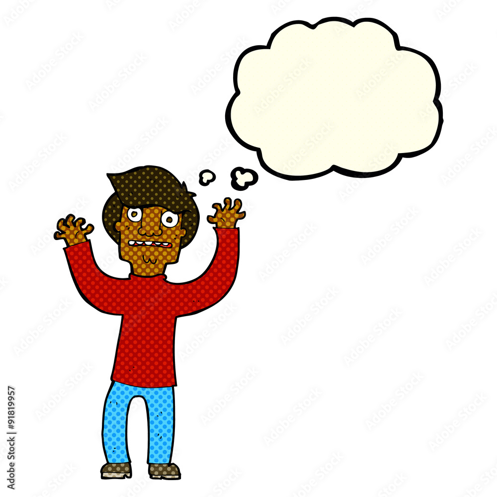 cartoon terrified man with thought bubble cartoon terrified man with thought bubble