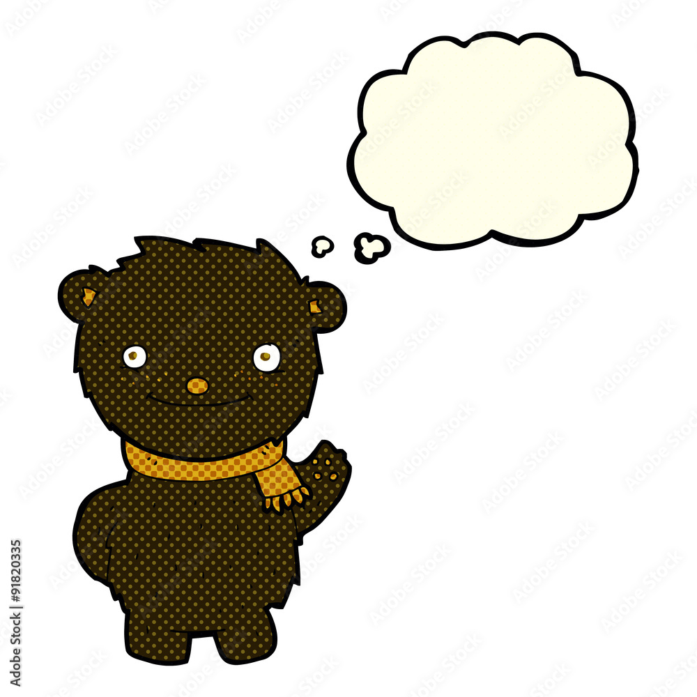 cartoon cute black bear with thought bubble