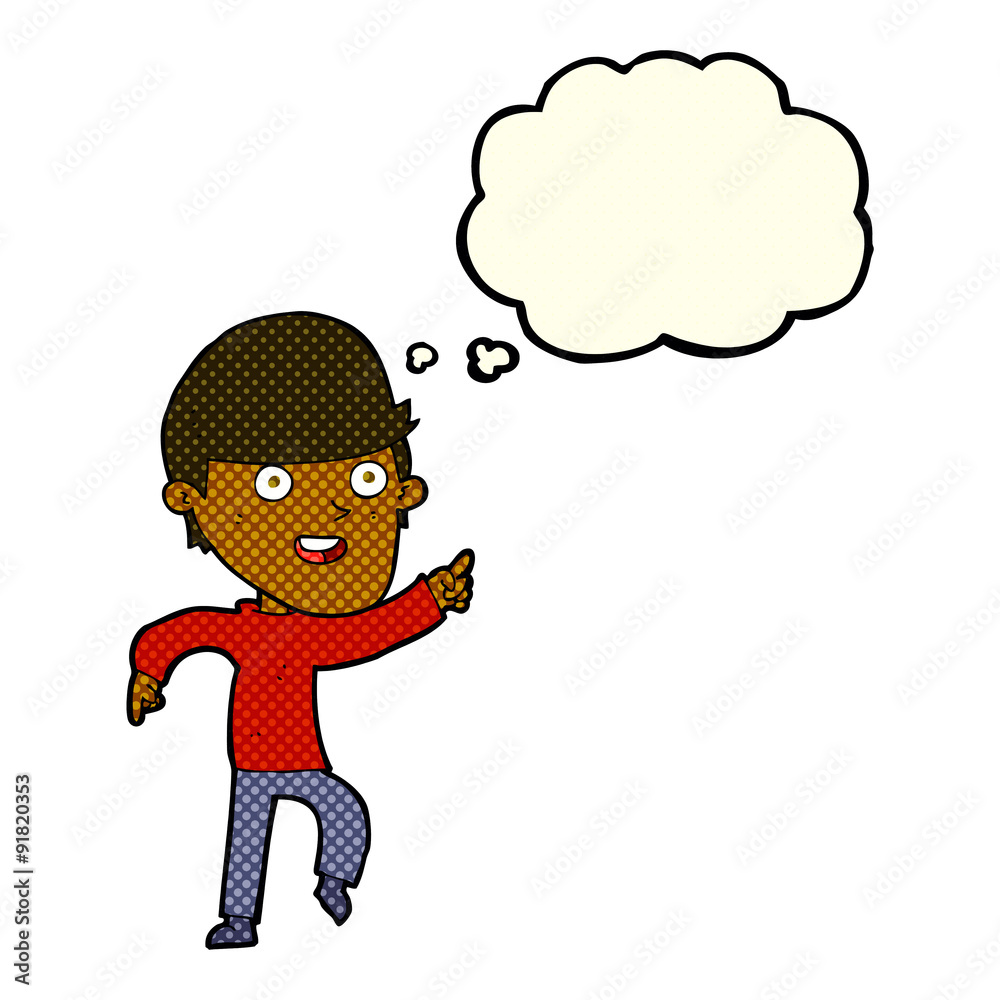 cartoon happy man with thought bubble cartoon happy man with thought bubble