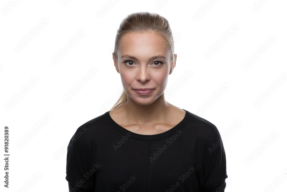 Portrait of beautiful woman on white background Portrait of beautiful woman on white background