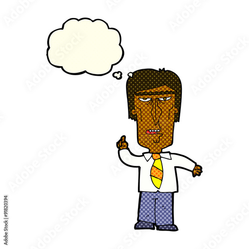 cartoon grumpy boss with thought bubble